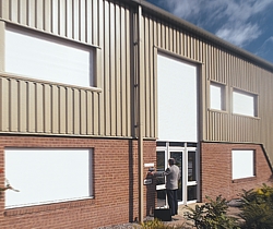 built in shutters on a factory unit